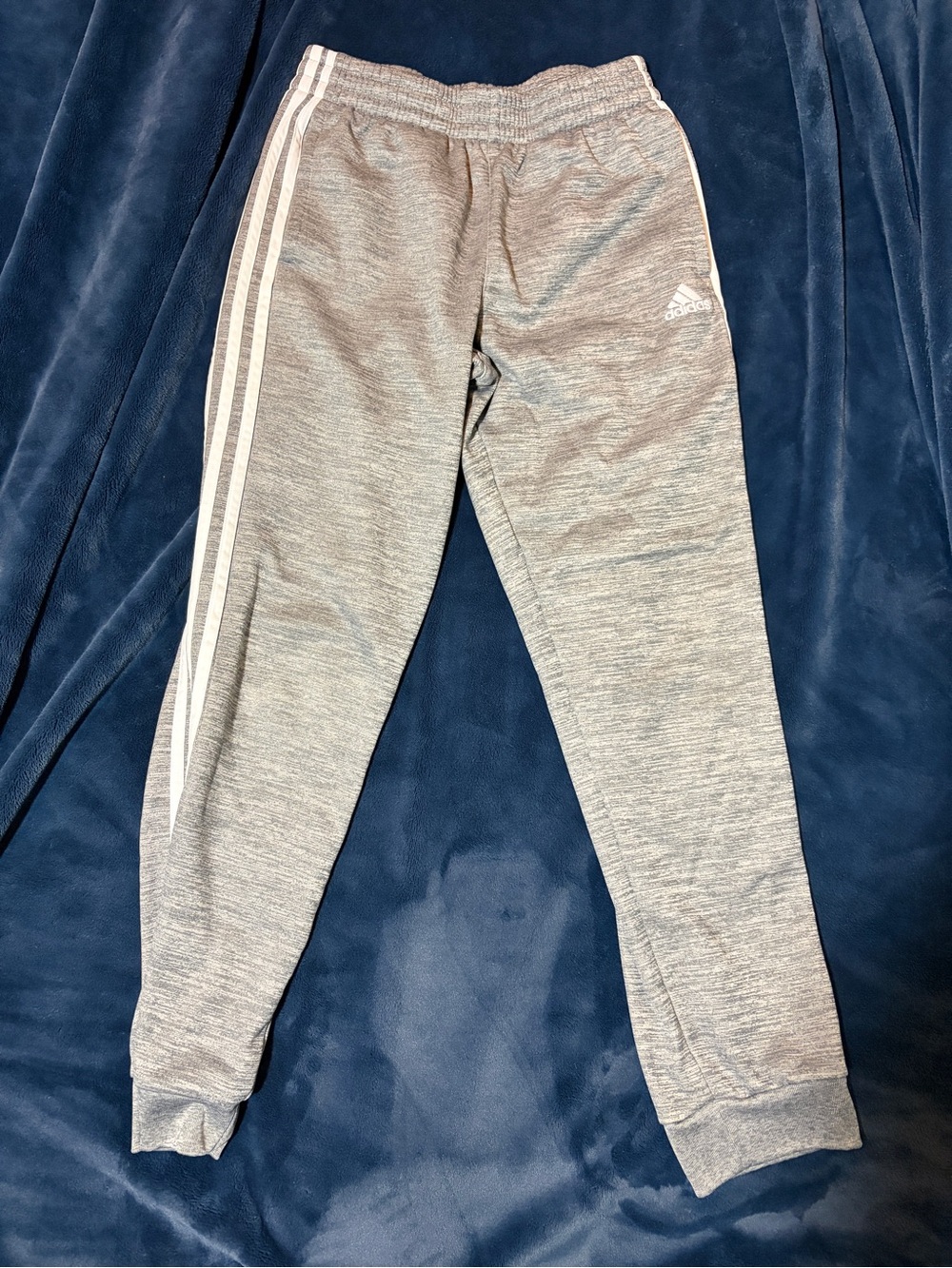 adidas Kids Gray Heather Jogger Sweatpants with White Stripes